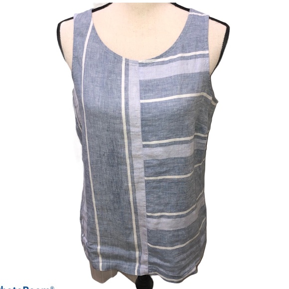 Ellen Tracy linen sleeveless striped blouse Size S - Picture 1 of 6